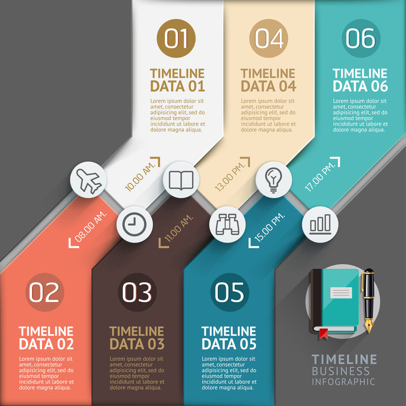 时间线信息图表模板。矢量图。可以使用