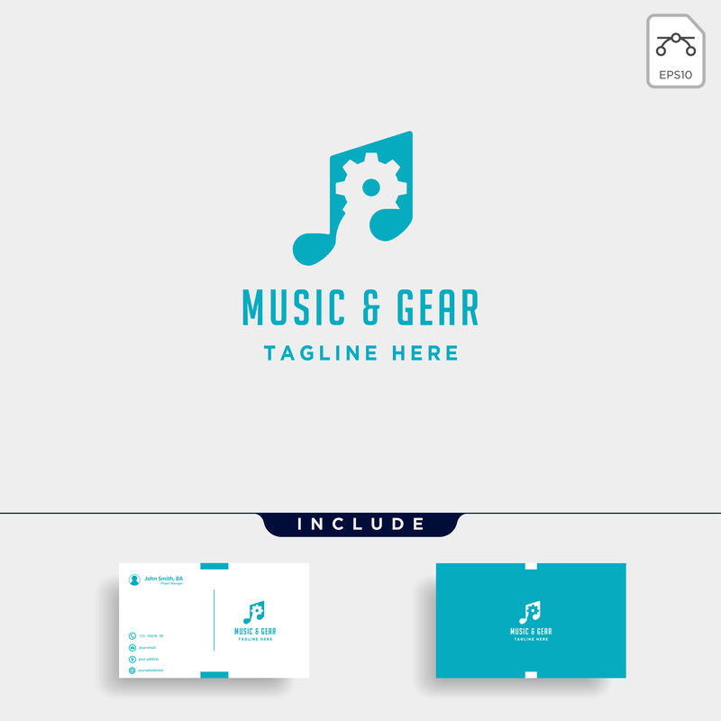 音乐齿轮标志设计工作室耳机麦克风卡塞特矢量单线图标