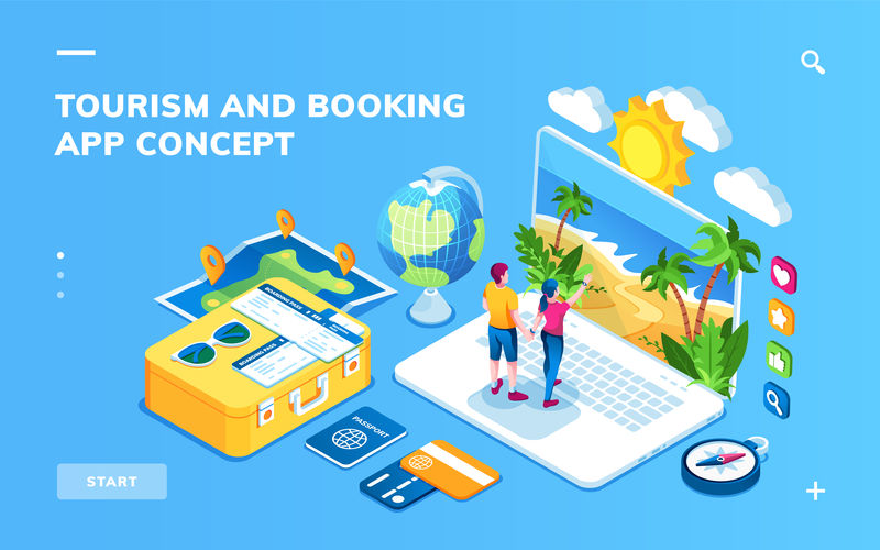 旅游和预订、度假概念屏幕