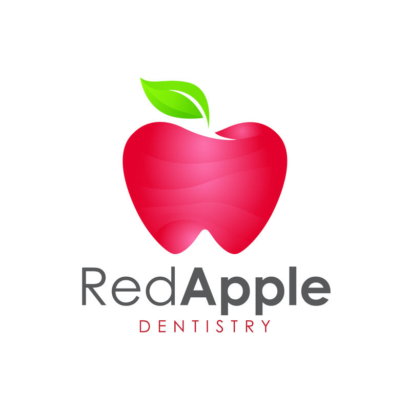 现代优雅的苹果果牙科标志。