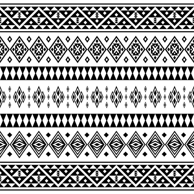 Ikat Aztec设计-本地无缝图案瓷砖矢量插图-墨西哥风格