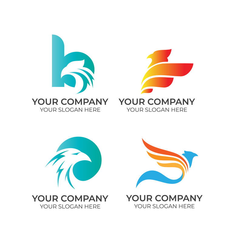 Eagle Business logo系列-白色背景-极简概念设计矢量模板