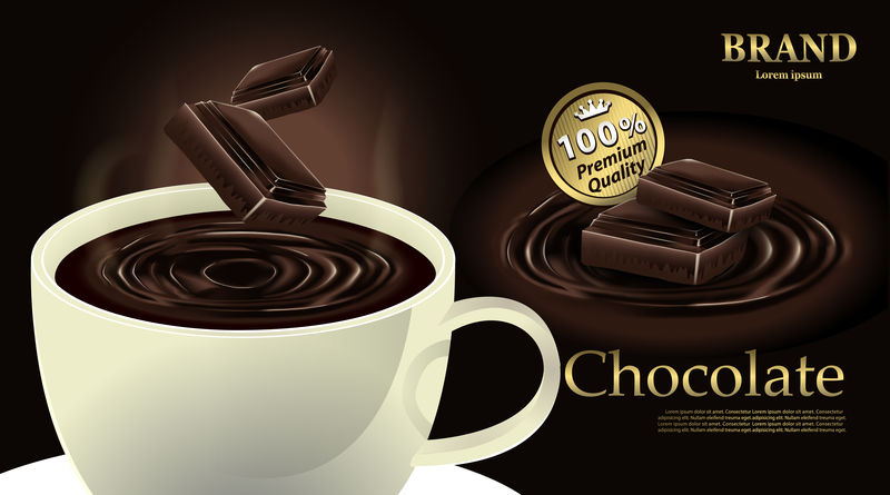 咖啡色背景热巧克力饮料-矢量图