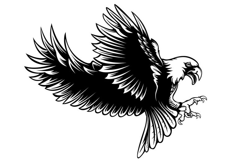 鹰矢量图-鸟-Eargle孤立在白色矢量图上-动力-爱国-独立性-世界的象征-飞鸟-爪-纹身-猎鹰的复古标志-鹰的翅膀