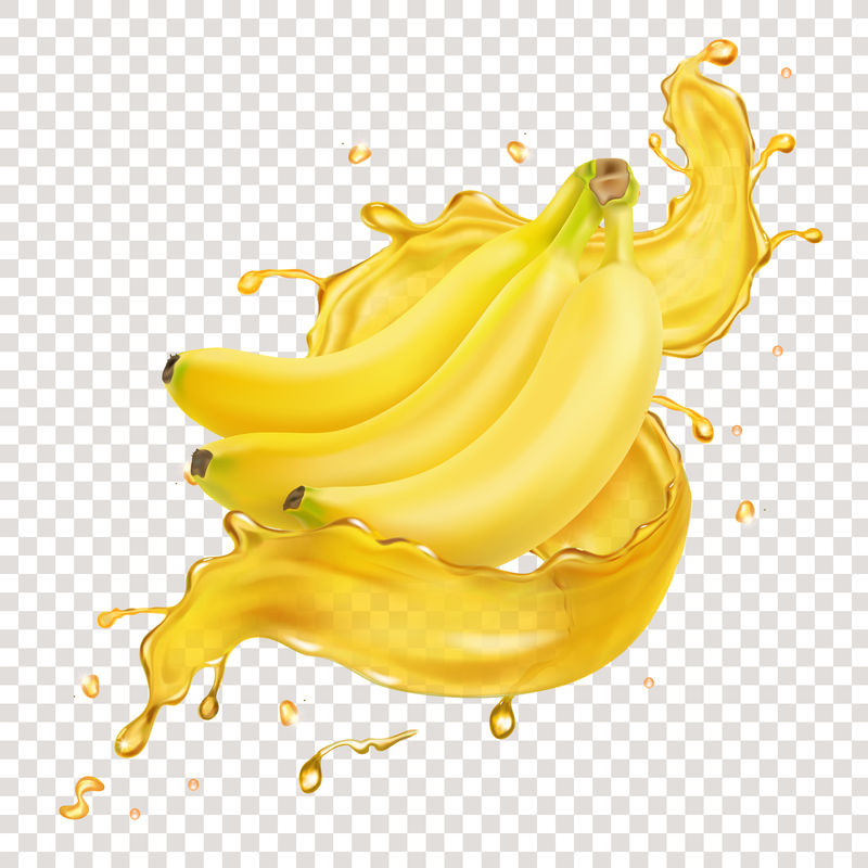 香蕉鲜汁飞溅逼真矢量图标