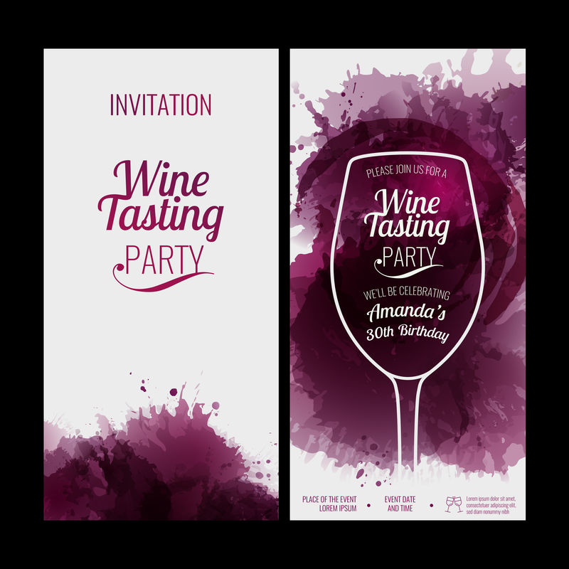 活动或聚会的邀请模板-适合品尝活动或葡萄酒展示-带有污点的艺术设计背景-矢量
