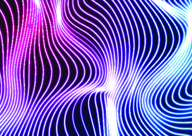 蓝色紫外霓虹曲线波浪线抽象背景-发光矢量设计