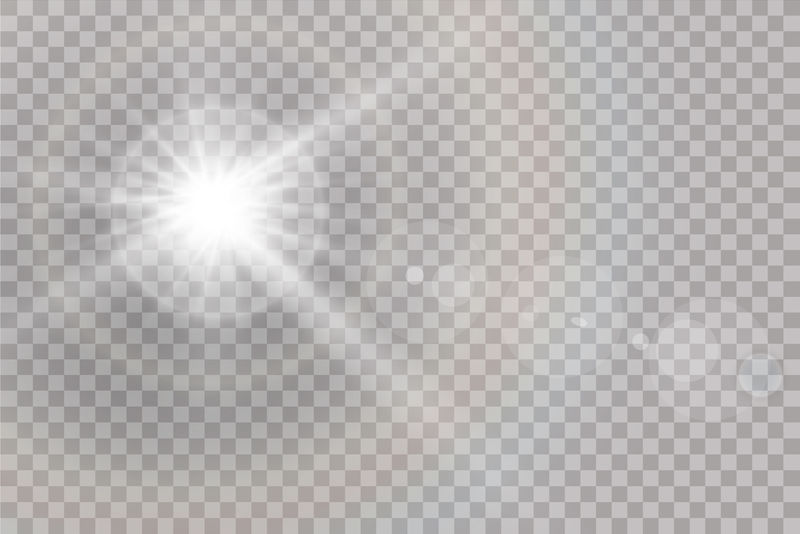 矢量透明阳光特殊镜头闪光效果-阳光闪烁着光芒和聚光灯-每股收益10