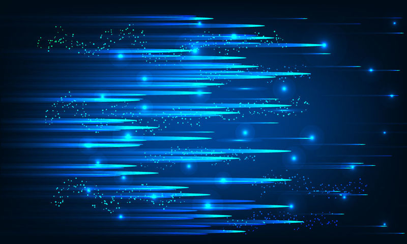 高科技高速技术运动背景-蓝色背景上有闪亮的光线
