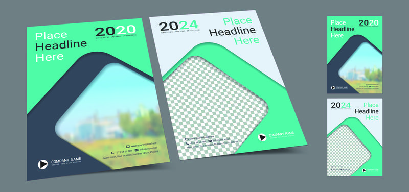 海报封面设计模板-A4版面-带照片背景-CMYK 2色调-适合年度报告、提案、公文包、小册子、传单、传单、目录、杂志、小册子