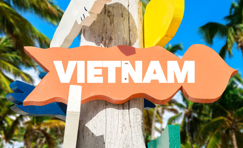 越南棕榈树欢迎标志