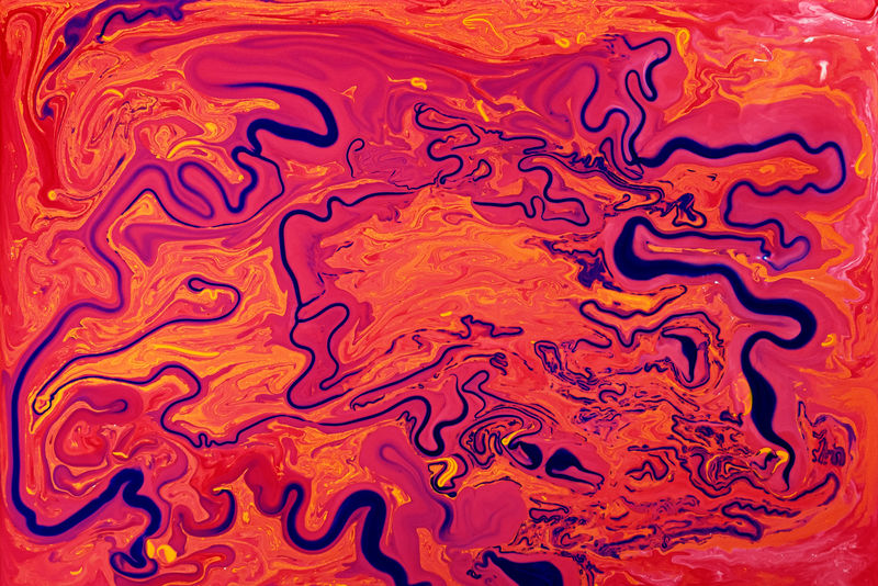 抽象疯狂的漩涡背景-表现风格的液体漆纹理-大理石创意背景-图形幻想现代流体绘画-带有涡流元件的大理石花纹设计-明亮温暖的颜色