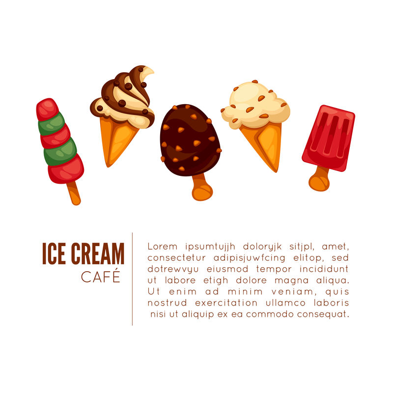 五颜六色的美味冰淇淋。