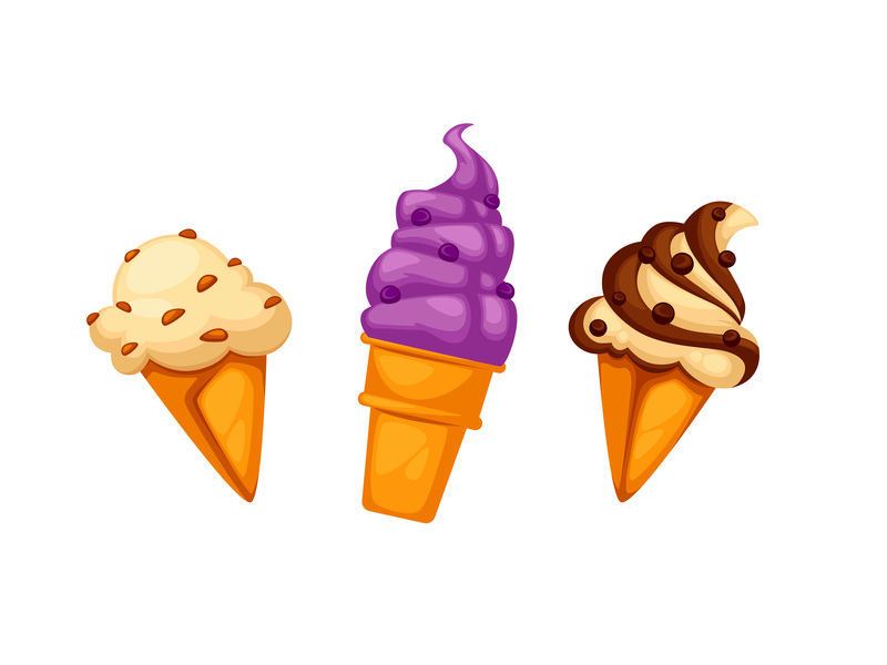 一套五颜六色的美味冰淇淋。