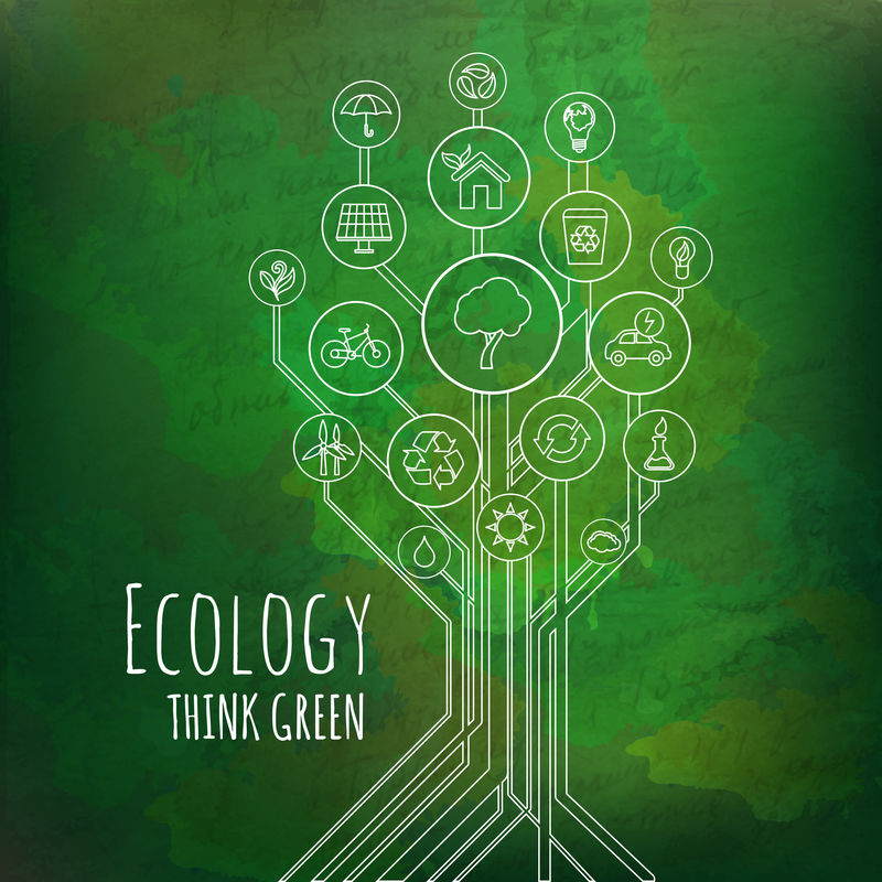 生态信息图。绿色思维