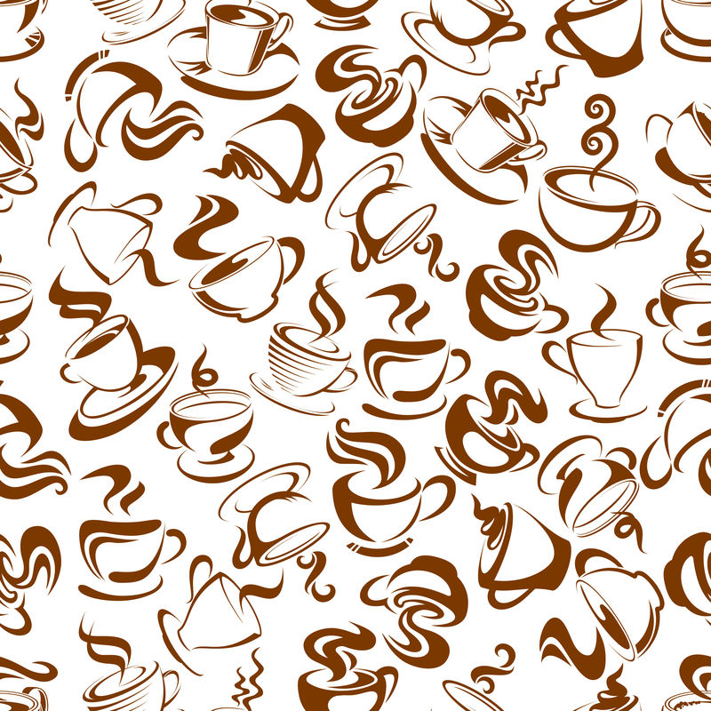 棕色热气腾腾的咖啡杯图案
