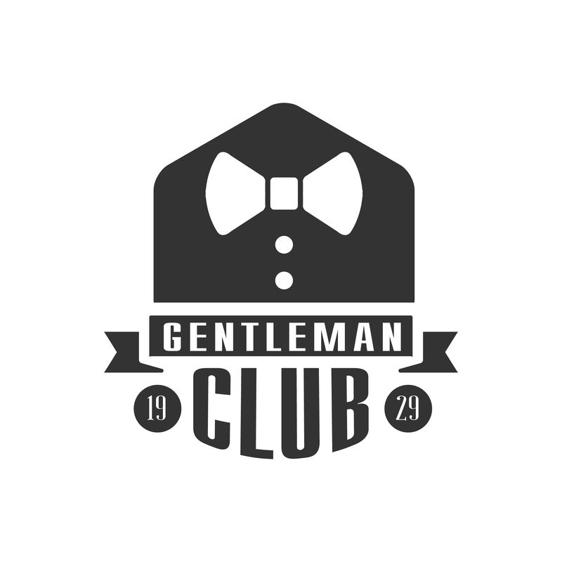 绅士俱乐部标签设计，带蝴蝶结