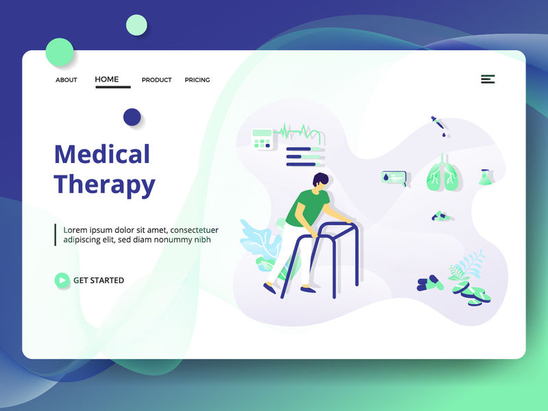 医疗健康、医疗治疗的网页设计模板-可用于登录页、网页、用户界面、横幅、模板、背景、传单-现代矢量插图风格