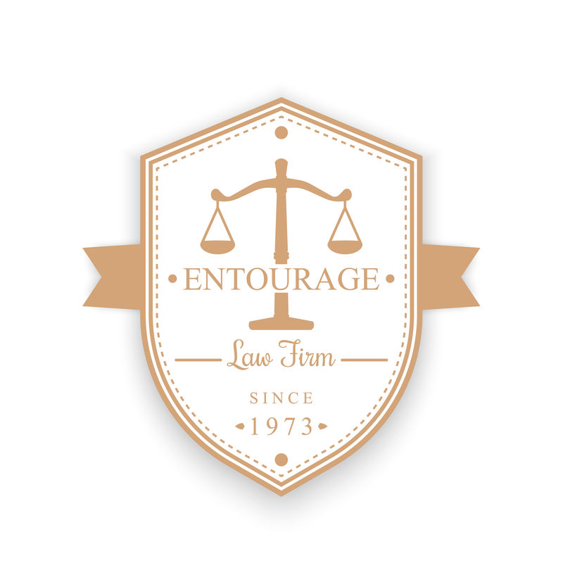 律师事务所复古标志、徽章、、盾形律师事务所徽章、矢量插图