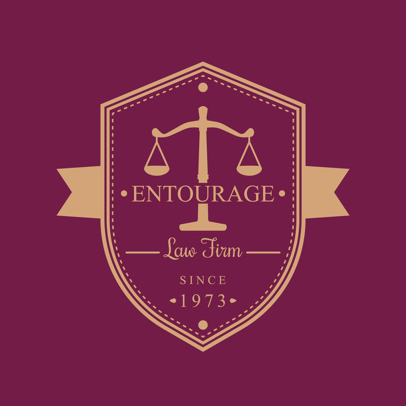 律师事务所复古标志、徽章、徽章、矢量插图