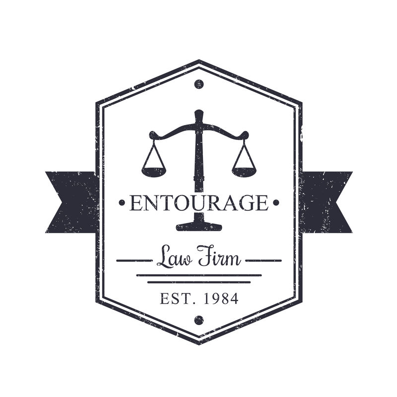 律师事务所复古标志、徽章、律师事务所标志、矢量插图