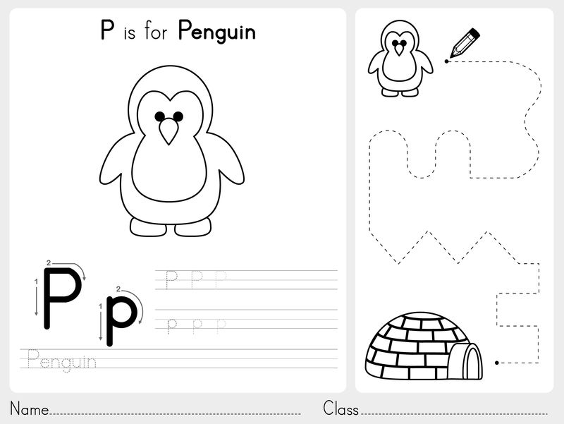 字母表A-Z描记和拼图工作表-儿童练习-彩色书-插图和矢量轮廓