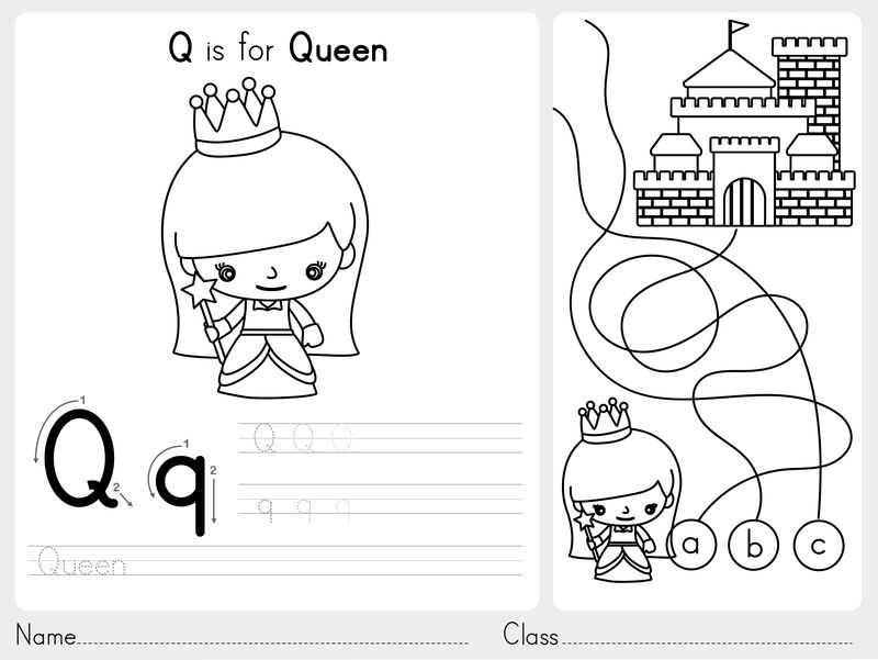 字母表A-Z描记和拼图工作表-儿童练习-彩色书-插图和矢量轮廓
