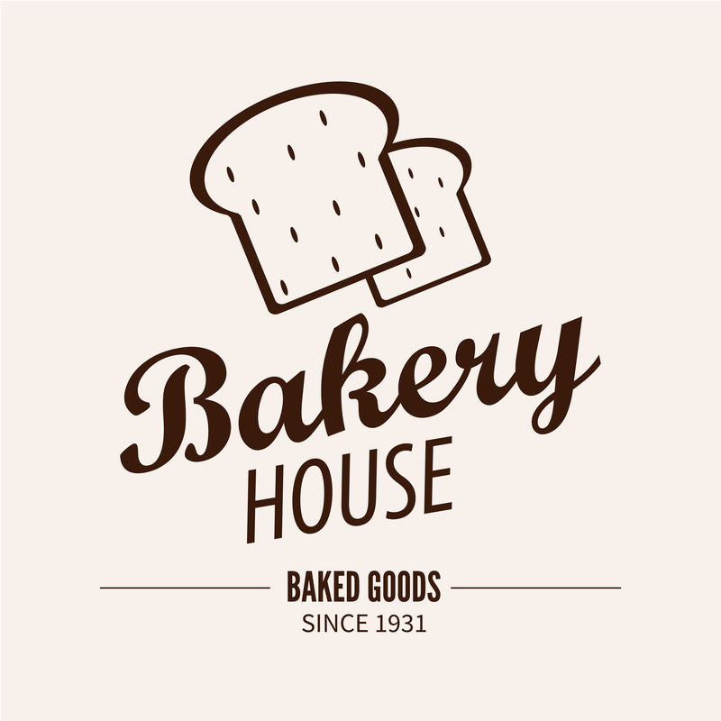 面包店标识。面包店或培植店复古设计元素。