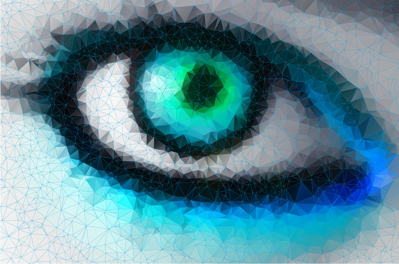 几何造型中的明亮眼睛抽象背景染色