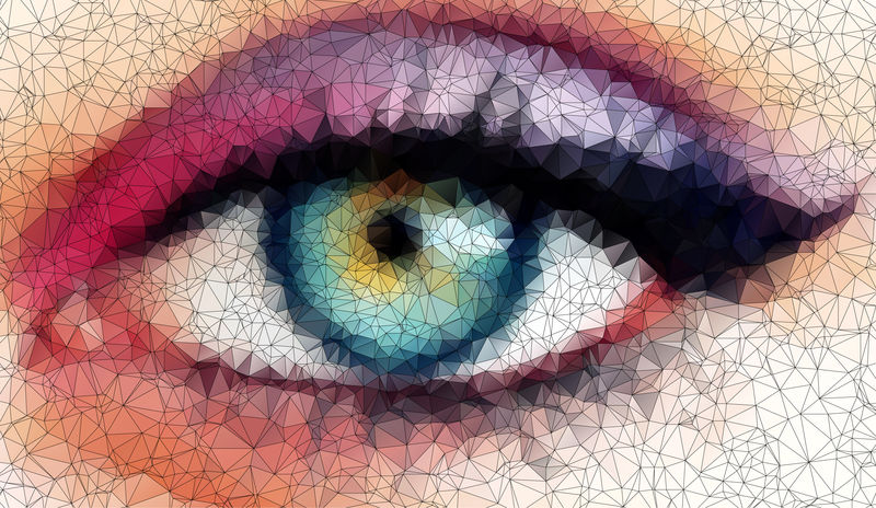 几何造型中的美丽眼睛抽象背景染色