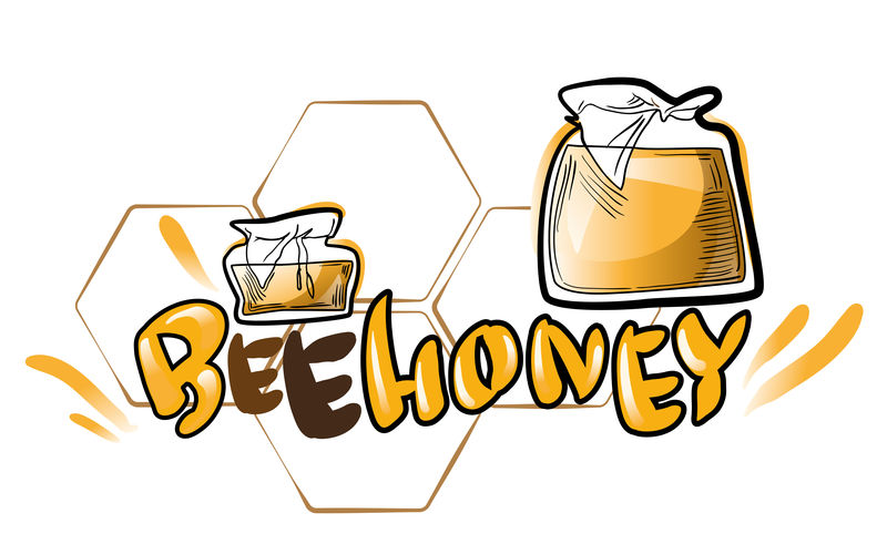 蜂蜜。商标和标签。矢量图解。