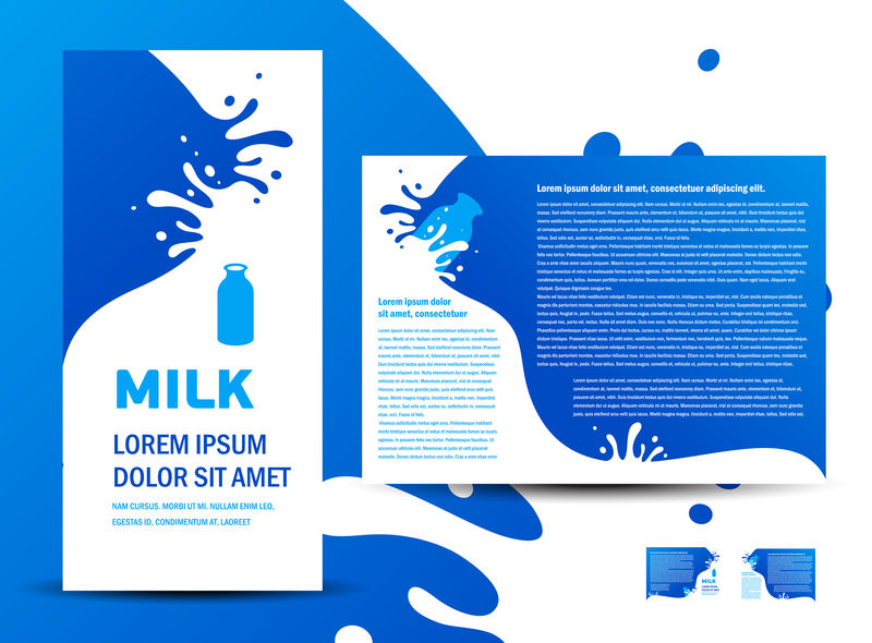 小册子文件夹牛奶元素设计