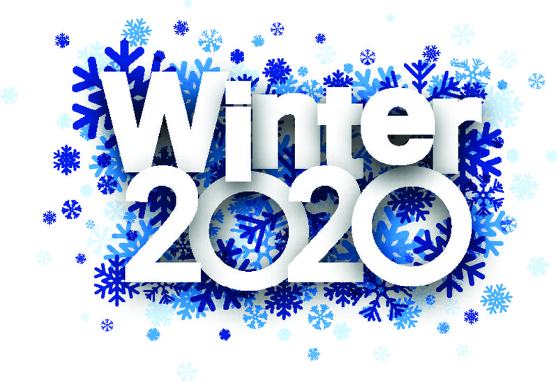 2020年冬季-白色背景-蓝色雪花-矢量图解