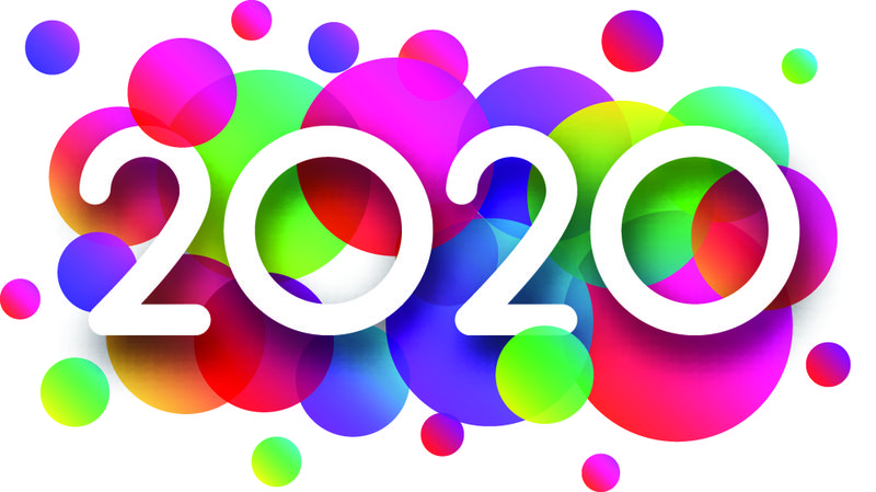 为您的假日设计提供色彩2020数字的新年概念