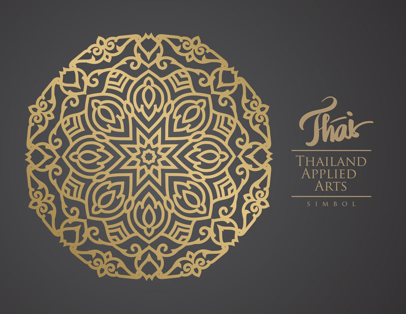 泰国艺术元素设计，传统黄金装饰。装饰性