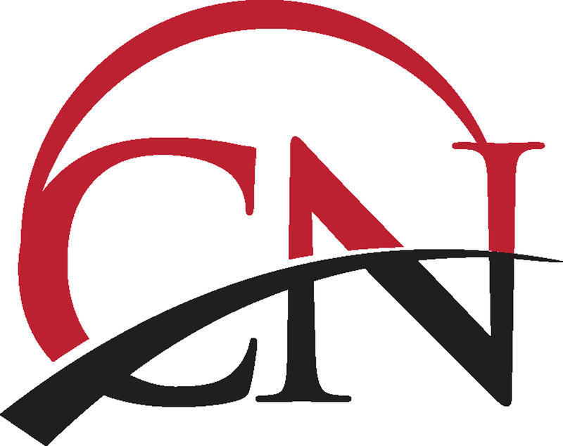 CN初始标志公司名称彩色红色和黑色Swoosh设计-白色背景隔离-矢量标志的企业和公司的身份