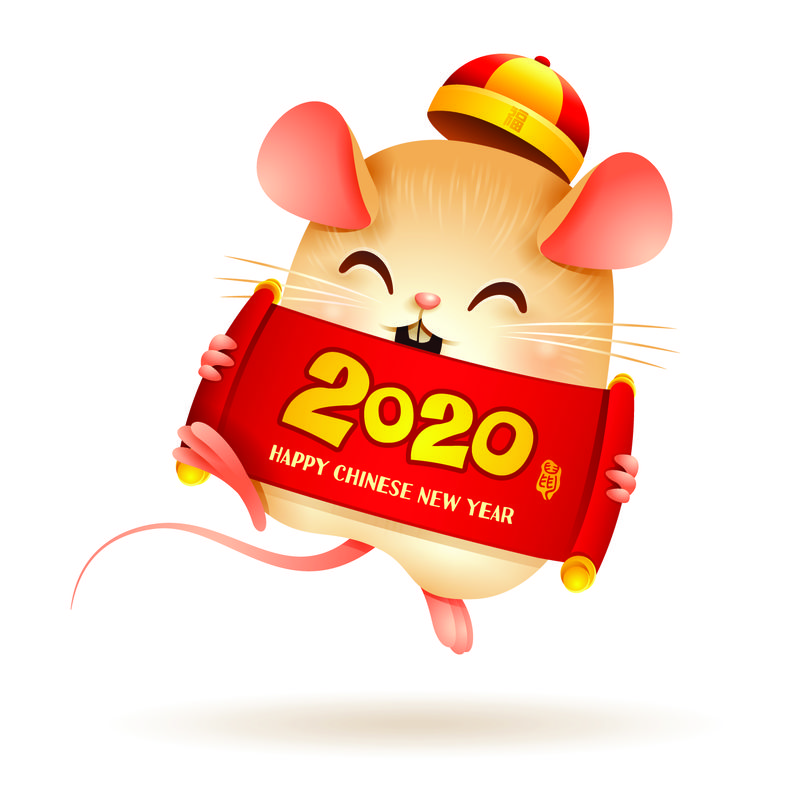 中国书卷2020的小老鼠-中国新年-鼠年