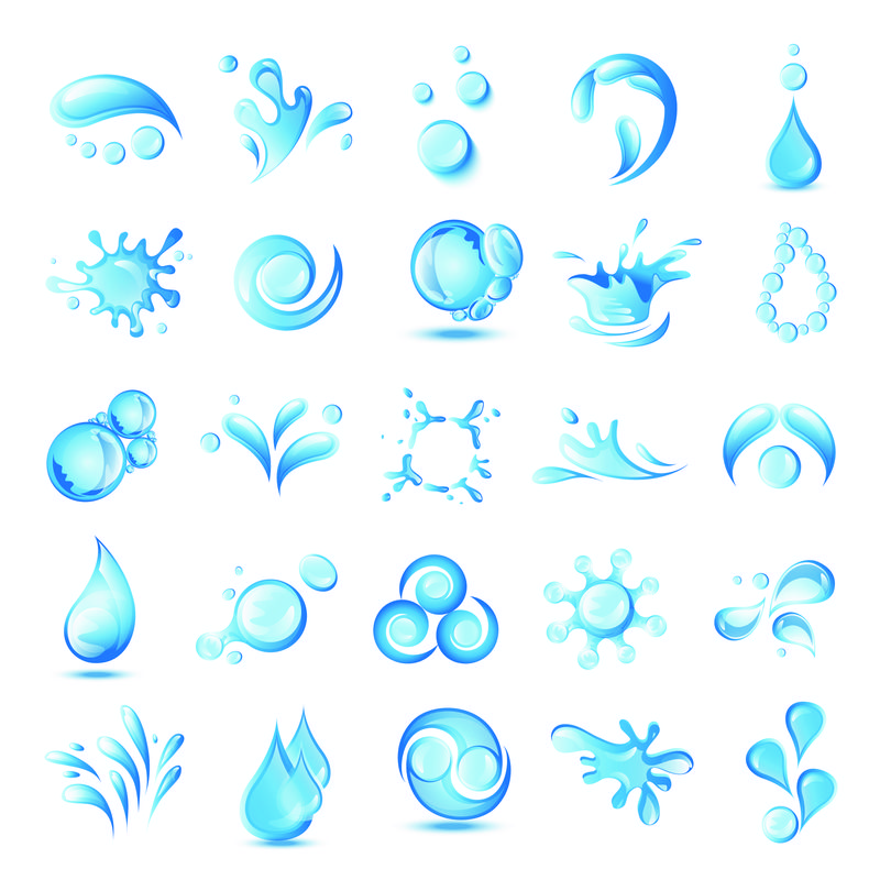 水和水滴图标设置-白色背景上隔离-矢量插图-图形设计可为您的设计编辑