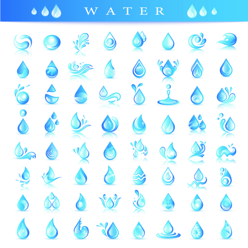水和水滴图标设置-背景上隔离-矢量插图-图形设计可为您的设计编辑
