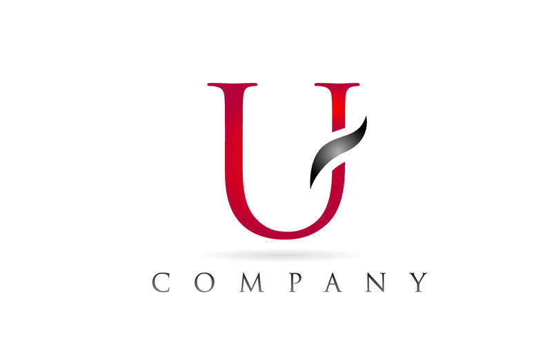 白红色字母U标志公司图标设计