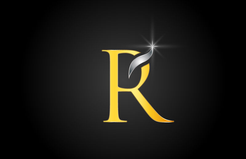 黄金字母R标志公司图标设计
