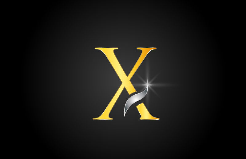 黄金字母X标志公司图标设计