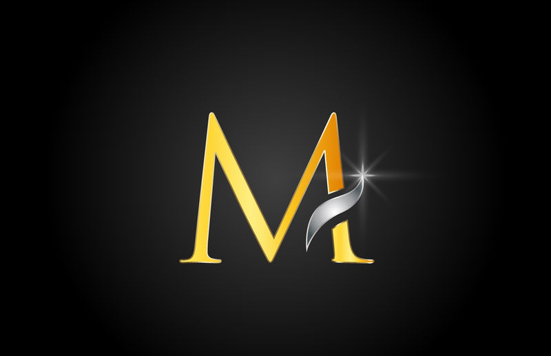 黄金字母M标志公司图标设计