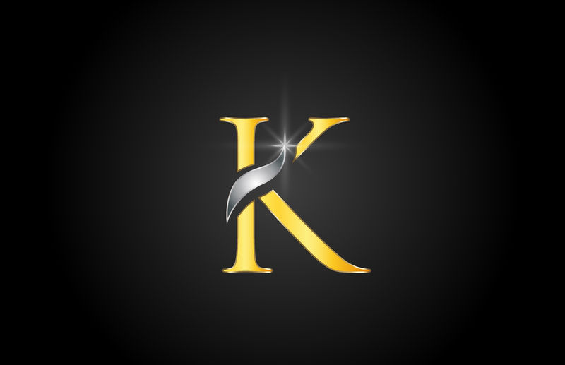 黄金字母K标志公司图标设计