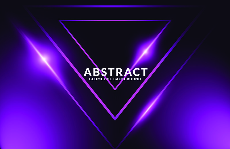 深紫色现实抽象几何背景-霓虹灯效应矢量