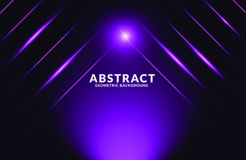深紫色现实抽象几何背景。霓虹灯