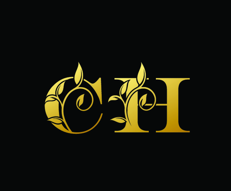 金色字母C和H-CH-豪华字母标志图标