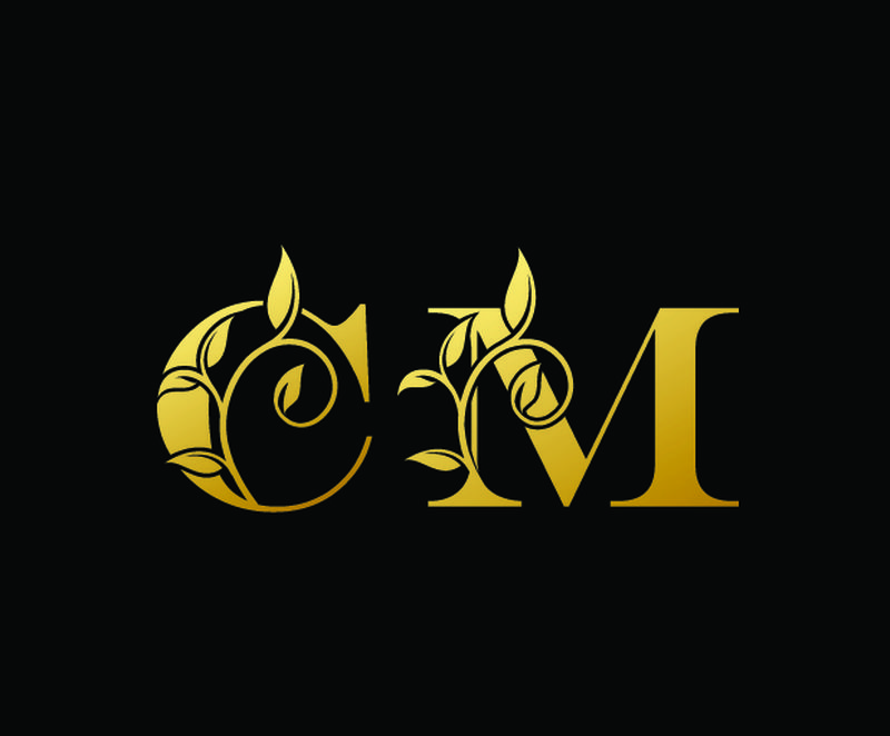 金色字母C和M-C M-豪华字母标志图标