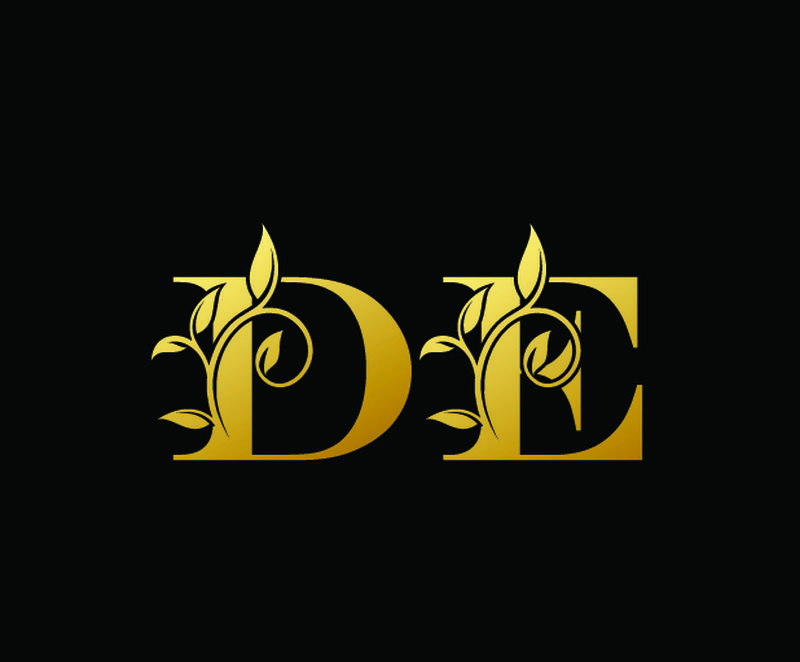 金色字母D和E-DE-豪华字母标志图标