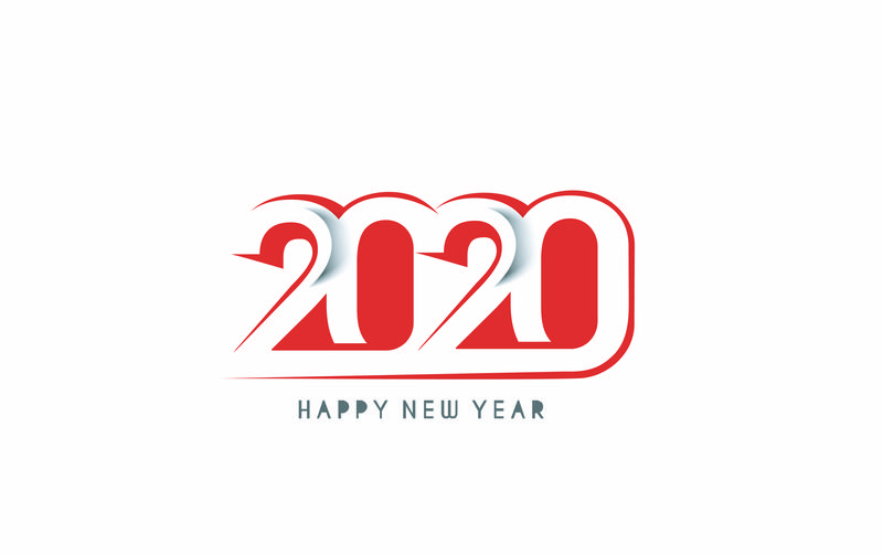2020新年快乐文字设计图案，矢量插图。